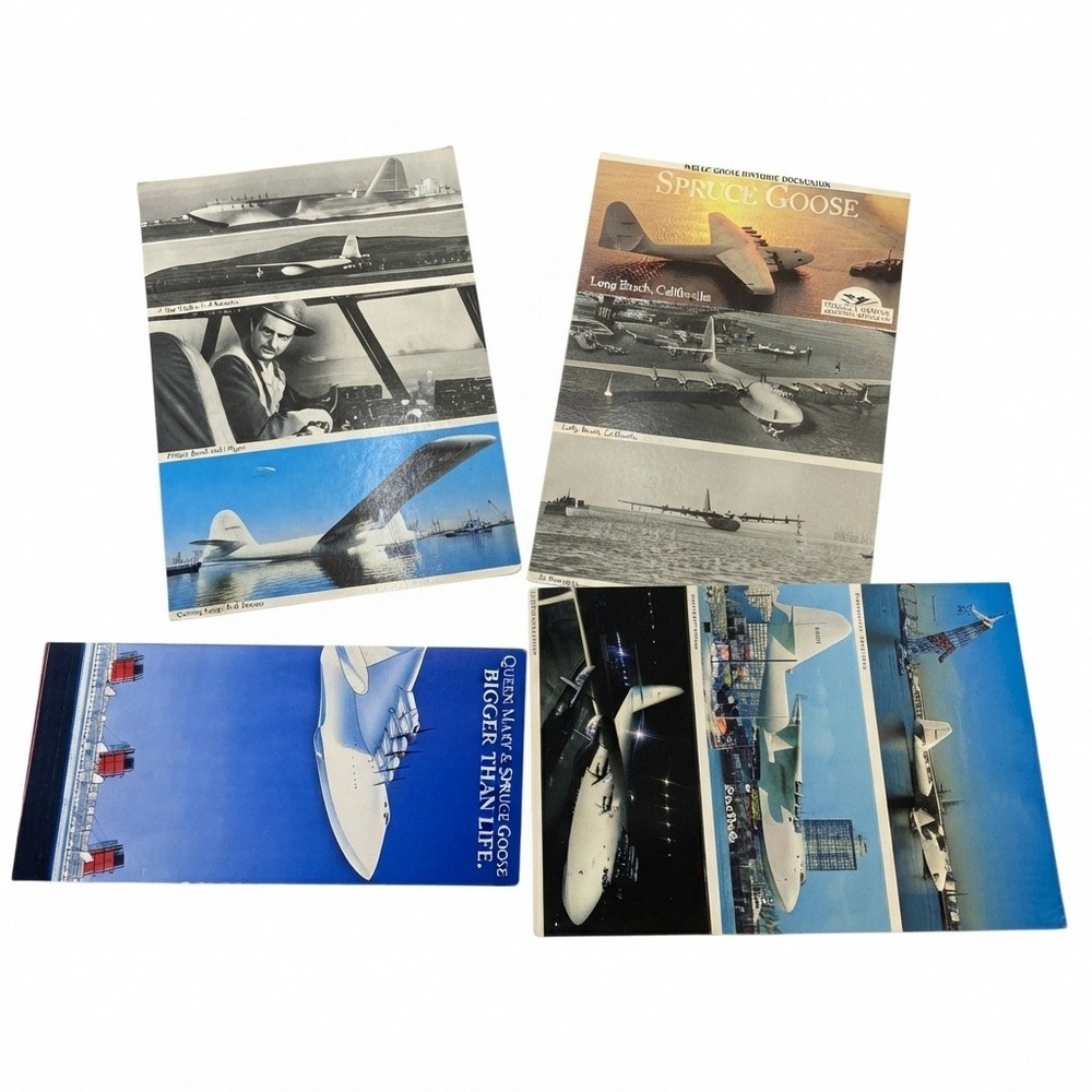 Spruce Goose Queen Mary Souvenir Brochure Postcard Lot Long Beach Ca ephemera